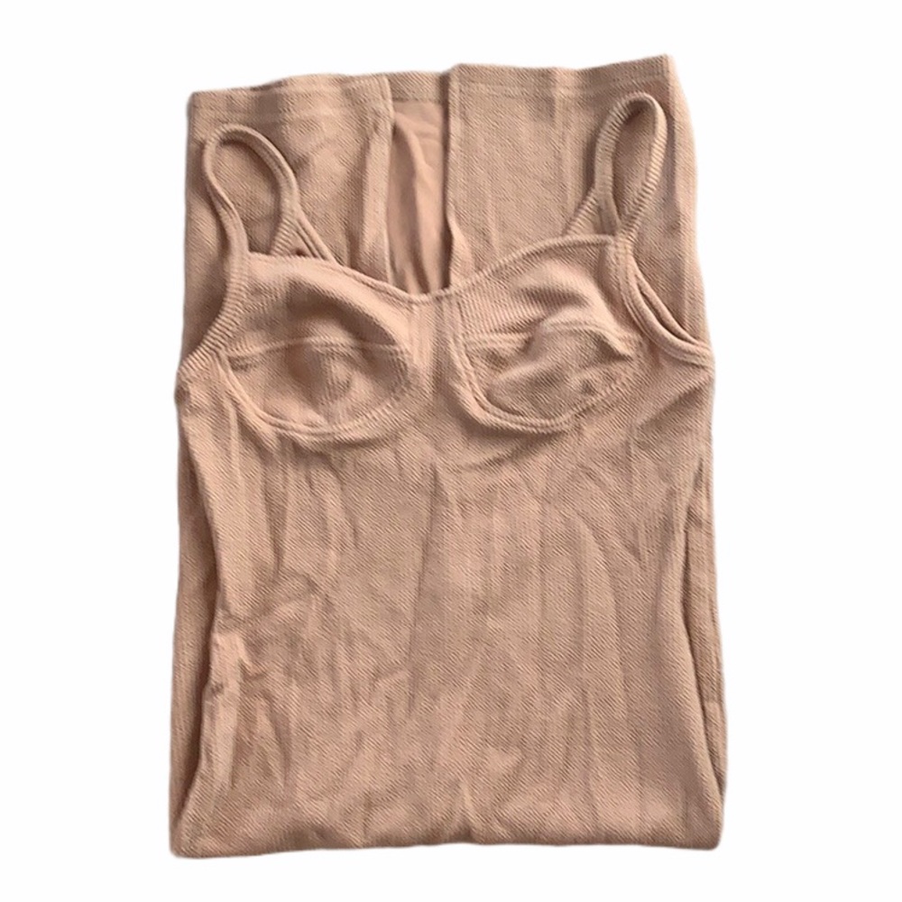 NWT JLUXLABEL Beige Ribbed Midi Dress